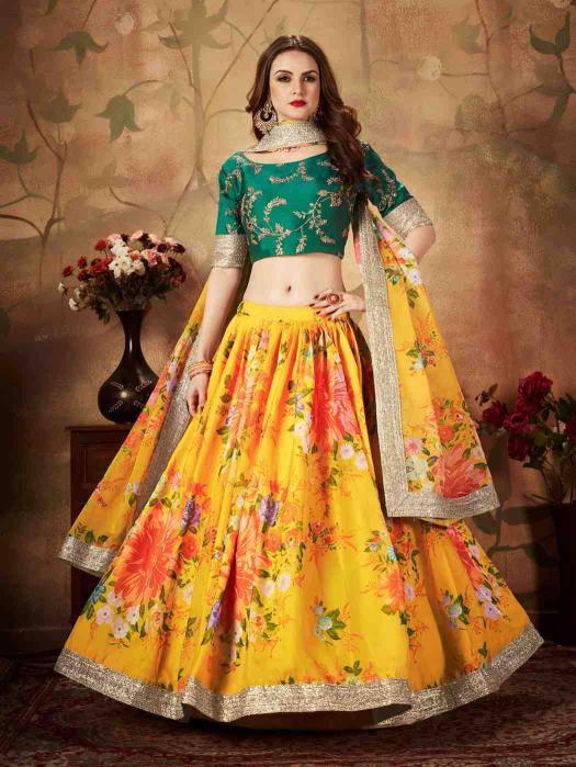 floral 76 vol 1 Organza Green Customized lehengha choli manufacturers
